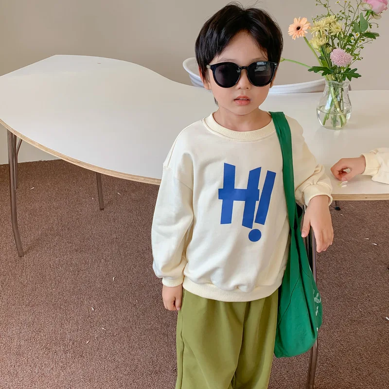 2022 New Children Autumn Long Sleeve Sweatshirt Fashion Letter Print Boys Girls Casual Pullover Cotton Kids Loose Sweatshirt