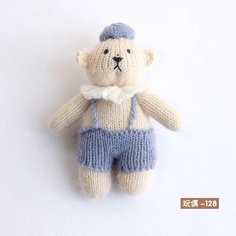 Ręcznie robiony niedźwiedź zabawka rekwizyt fotograficzny dla noworodków unisex miękki pluszowy wzór z kreskówek zwierząt ide...