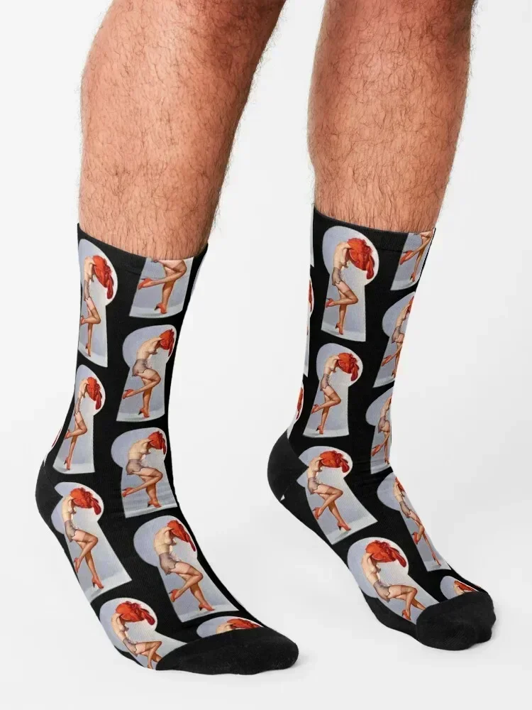 Носки Pin Up Girl с замочной скважиной - Gil Elvgren подарки японские модные носки