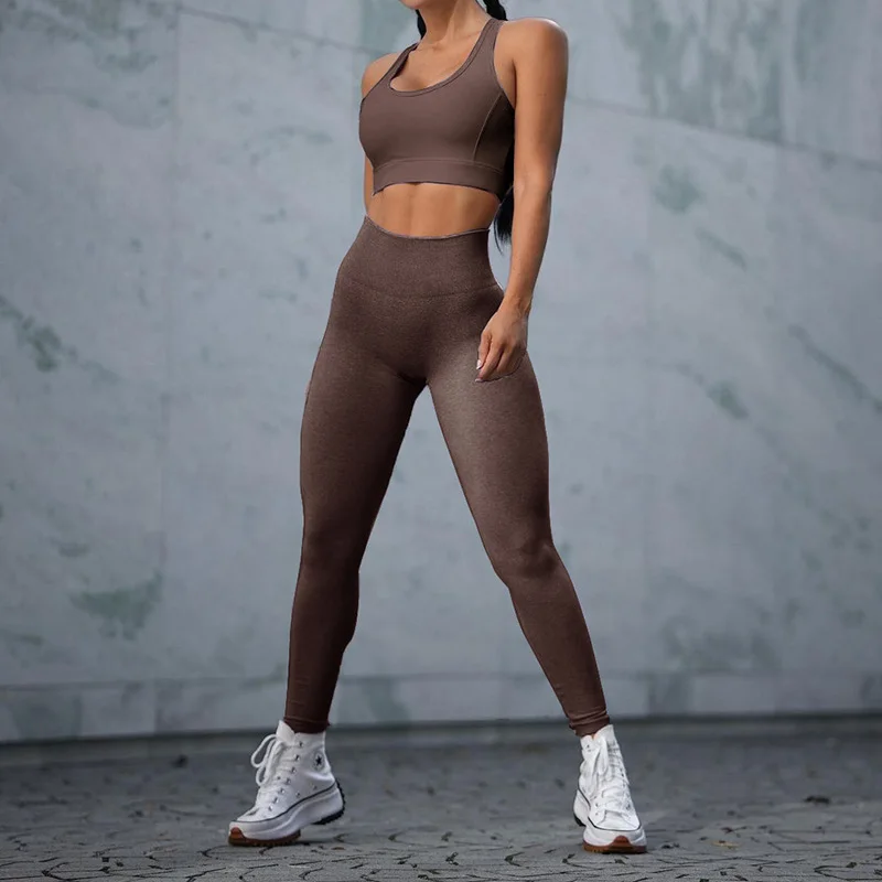 Легинсы женские трикотажные бесшовные эластичные с завышенной талией эффектом