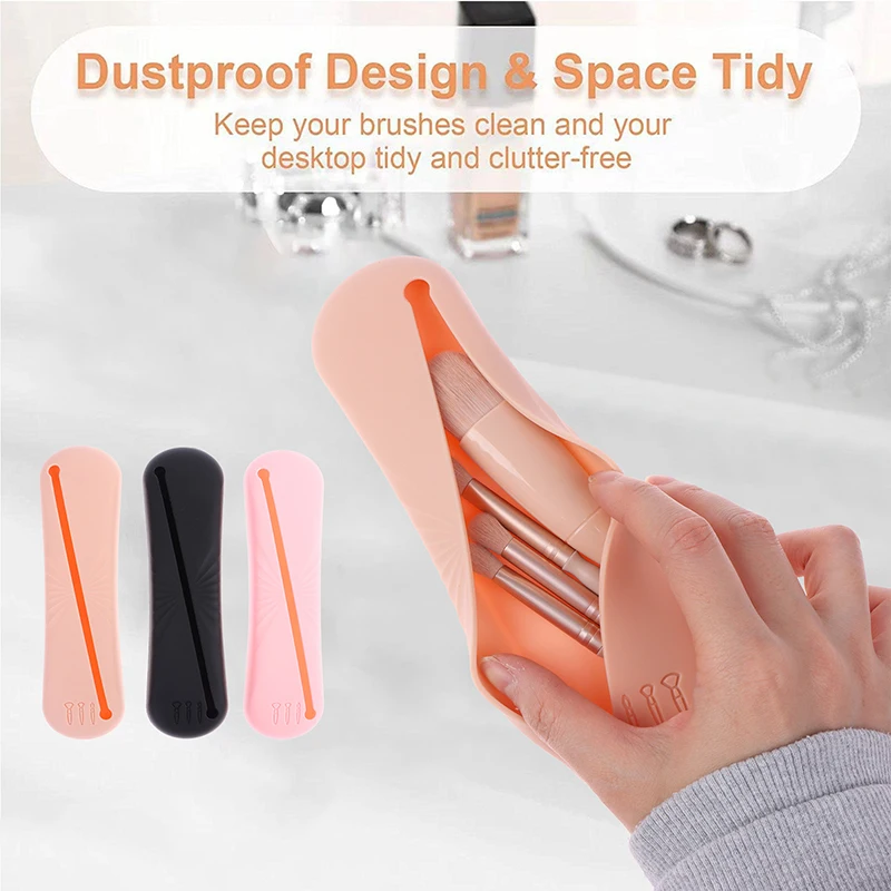 

Portable Large Capacity Makeup Brush Bag Cosmetic Organizer Travel Silicone Makeup Brush Pouch