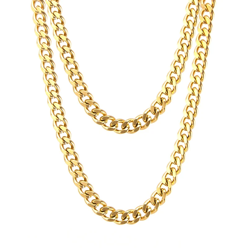 

High Quality 6mm Width Stainless Steel Bracelets For Men Punk Curb Cuban Link Golden Chain Bracelets On the Hand Jewelry Gifts