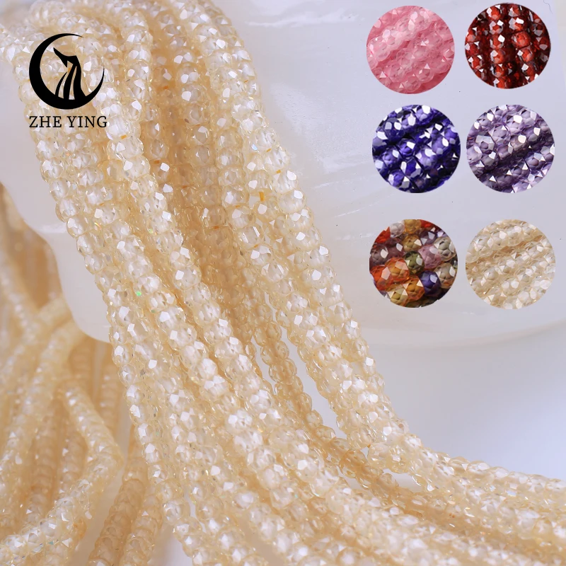 

Zhe Ying 2*3mm Faceted Natural Zircon Stone Beads Beige Color Gemstone Faceted Rondelle Zircon Beads for Jewelry Making