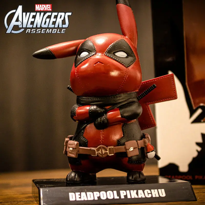 Pokemon Cartoon Anime Pikachu COS Deadpool Action Figures Toys PVC Model Dolls Decoration Collection For Kids Birthday Gifts |