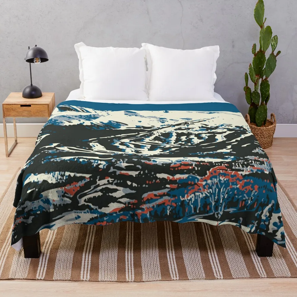 Винтажное лыжное одеяло Breckenridge с постером тонкое для детской кровати