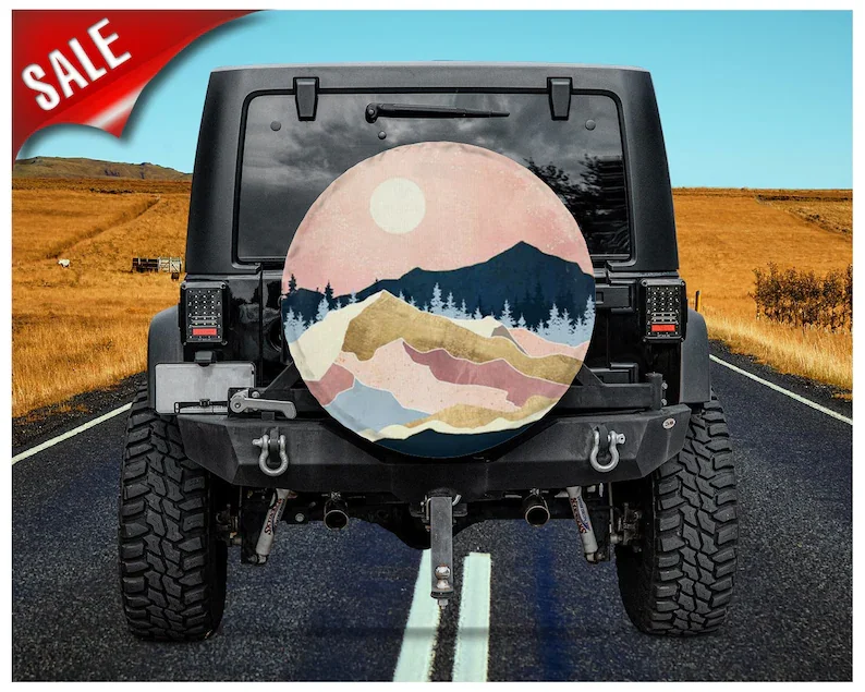 

Mountain, Camping Lover Gifts, Tire Cover Mountain Car Wrap, Gift For Mom, Car Decor, Car Accessories, Sparecover For