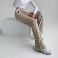 spring and summer womens high waist solid color hanging feeling 2022 new sports pants loose straight casual pants