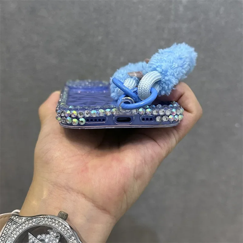 Чехол Water Ripple с блестящими бриллиантами для iPhone 16 15 14 13 12 11 Pro Max 7 8 Plus X XR Xs SE мягкий