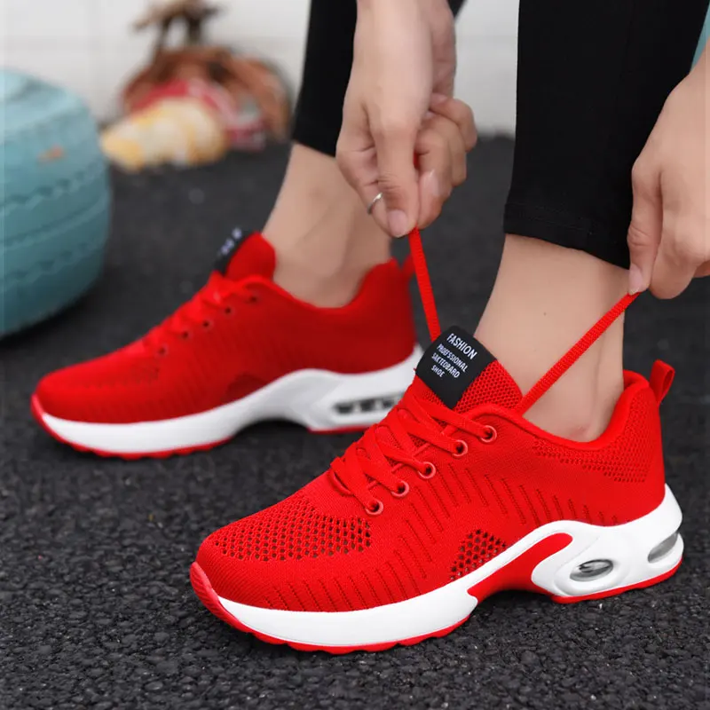 

Women Platform Sneakers 2023 Red Height Increasing Sport Casual Running Shoes Femme Spring Air Cushion Non-Slip Feminino Zapatos
