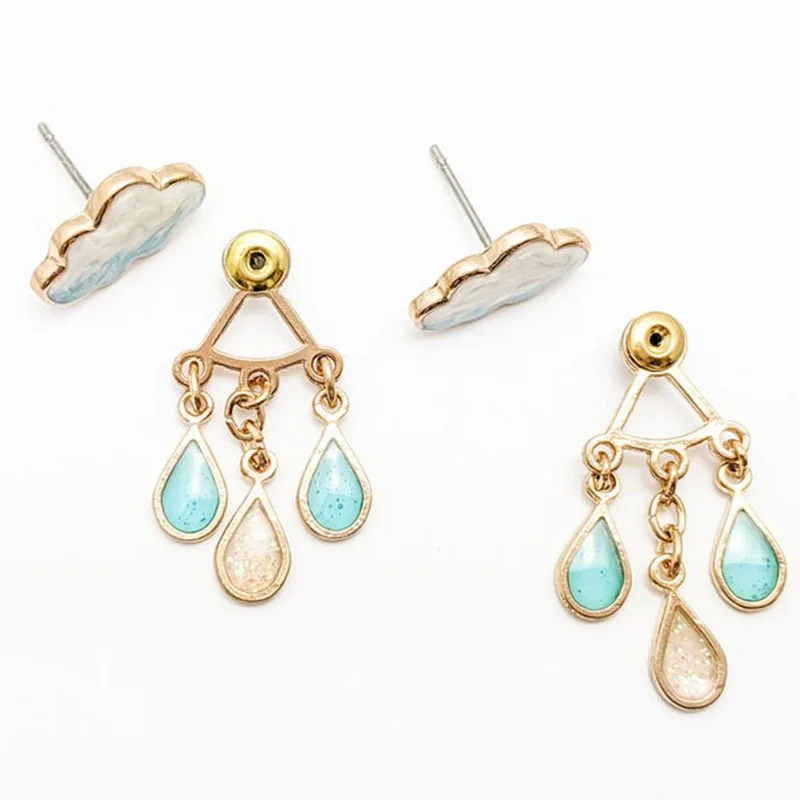 

Original Cute Cloud Blue Raindrop Dangle Earrings For Women 2022 Sweet White Glaze Rain Charming Drop Earrings Jewelry Earings