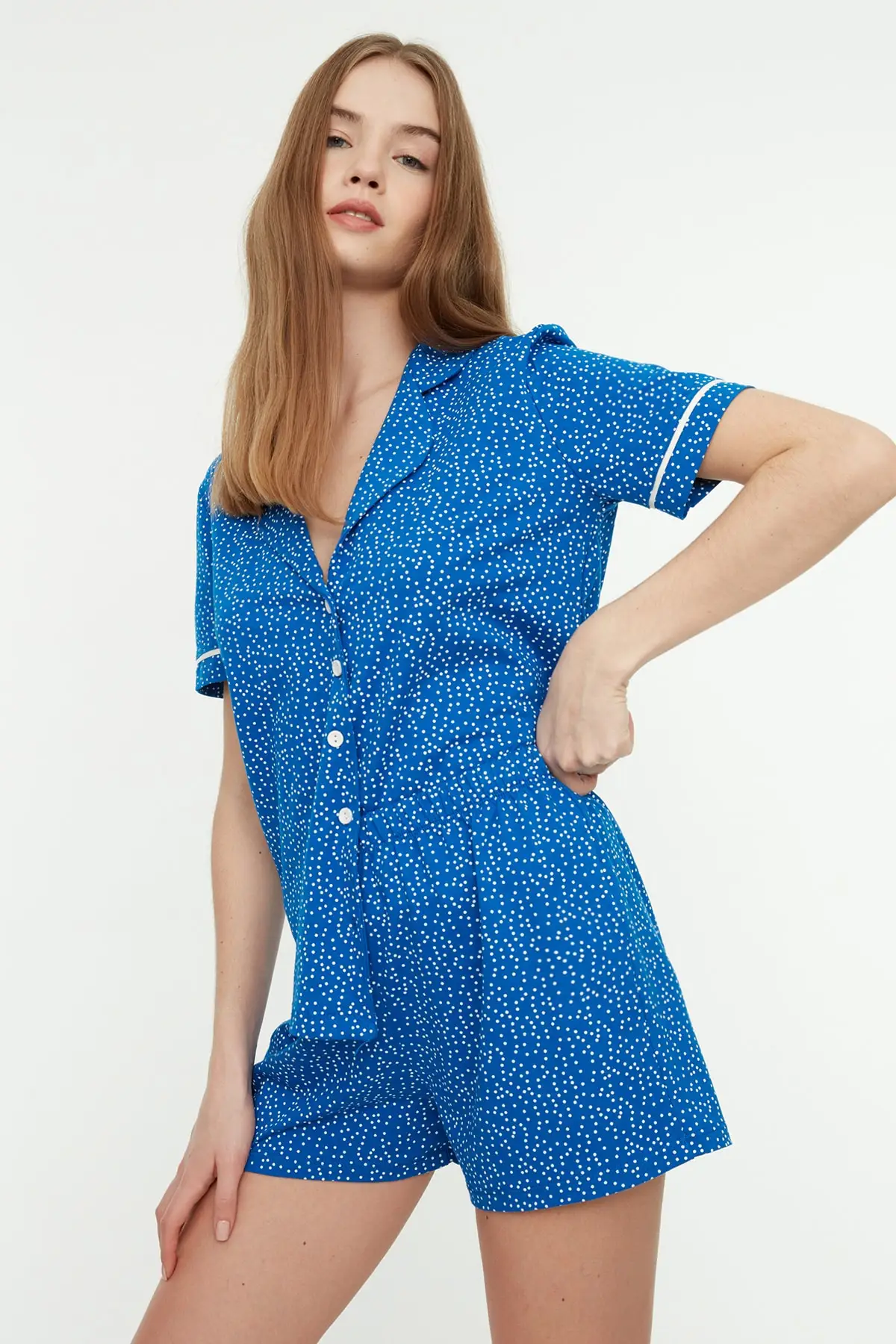 

Polka dot Knitted Pajamas Set THMSS22PT0484
