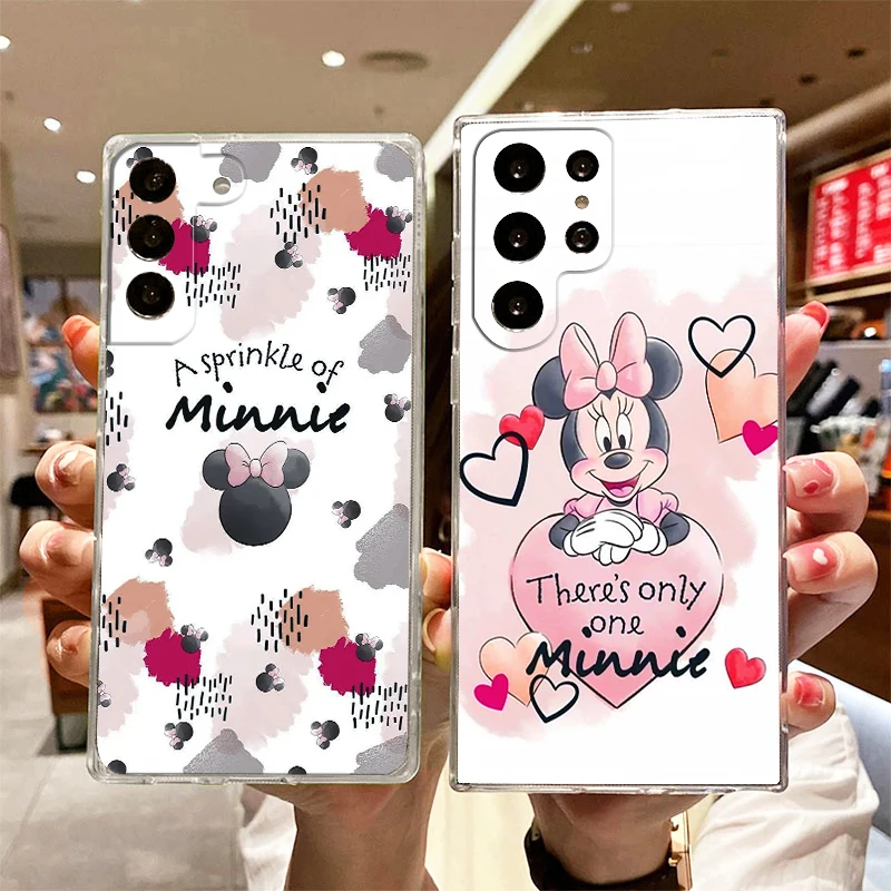 

Disney Mickey Mouse Minnie Girl Transparent Phone Case For Samsung S23 S22 S21 S20 FE Ultra Pro Lite S10 S10E S9 S8 Plus 5G