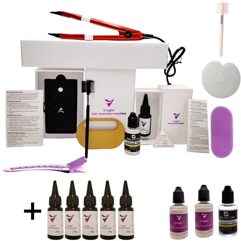 V-светильник технология прибор для наращивания волос без следов лента красный