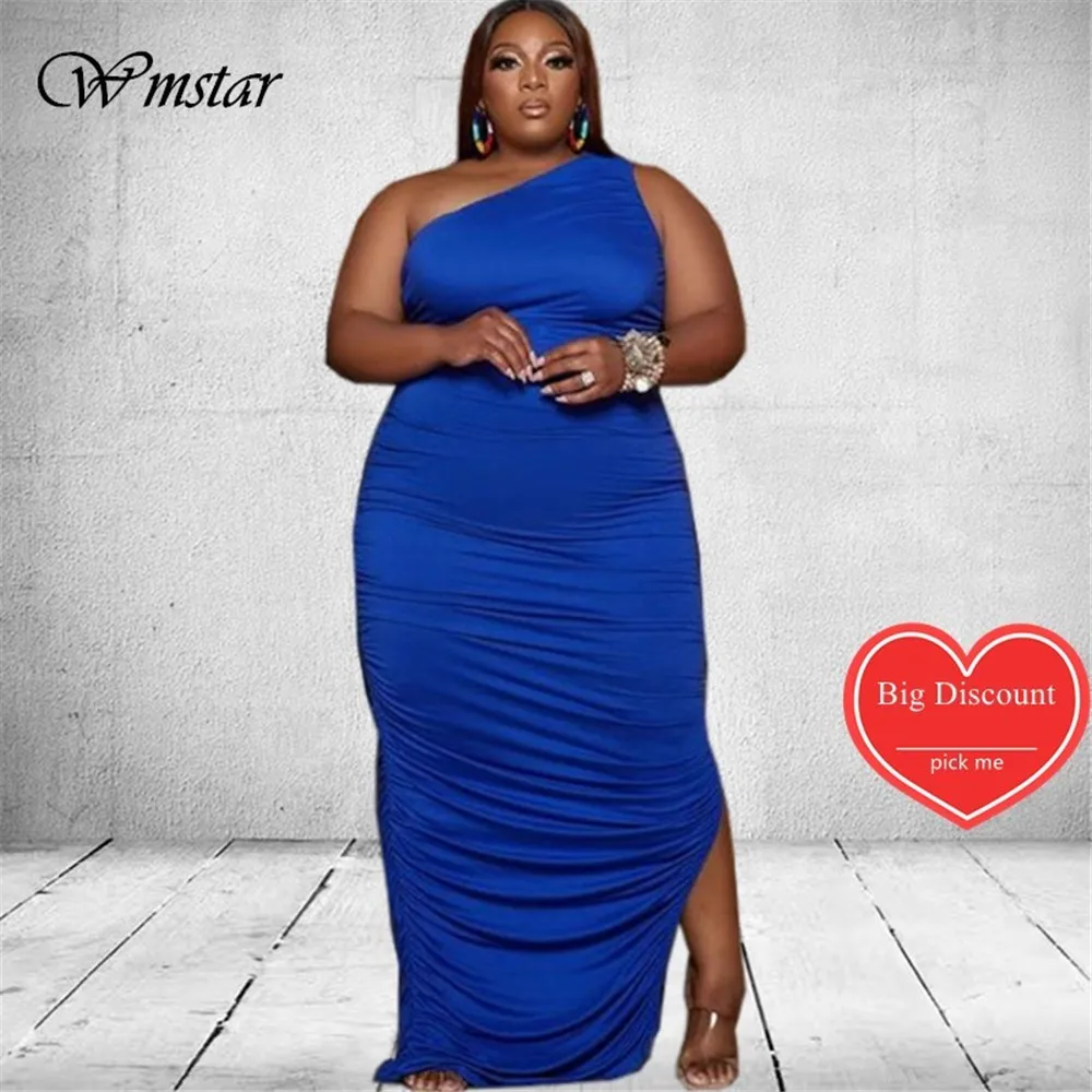 

Wmstar Plus Size Dress Women Party Solid Single Sleeve Irregular Hem Sexy Elegant Maxi Dress Big Discount Wholesale Dropshipping