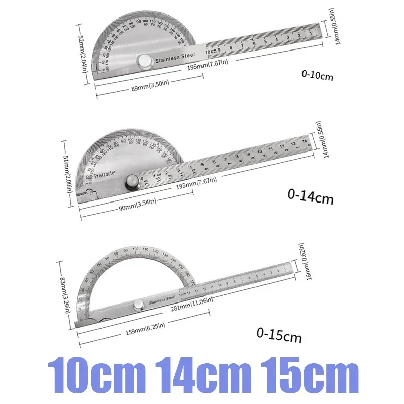 Транспортир измерительная линейка вращающаяся на 180 градусов полукруглая 10 см 14