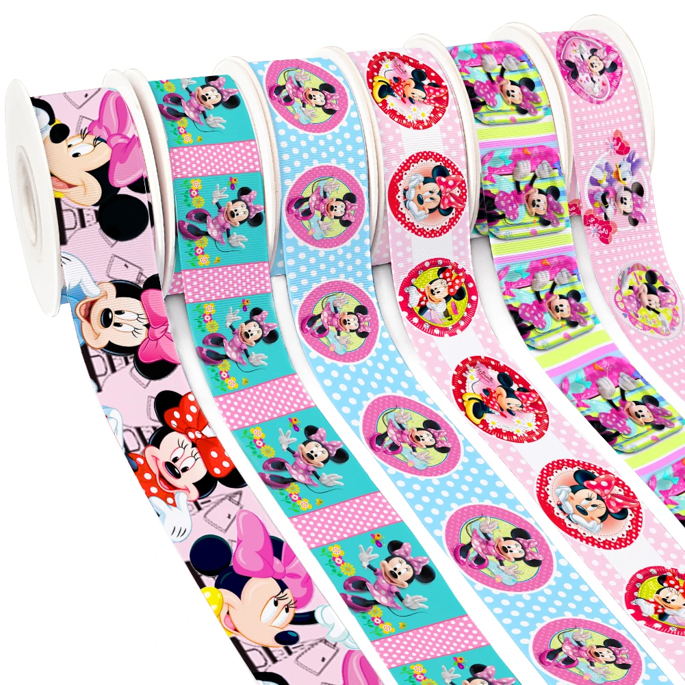

10yards Grosgrain Ribbon Disney Daisy Minnie 25MM 38MM Satin Ribbon for Baby Cheer Bows DIY Girl Headwear Hair Bows