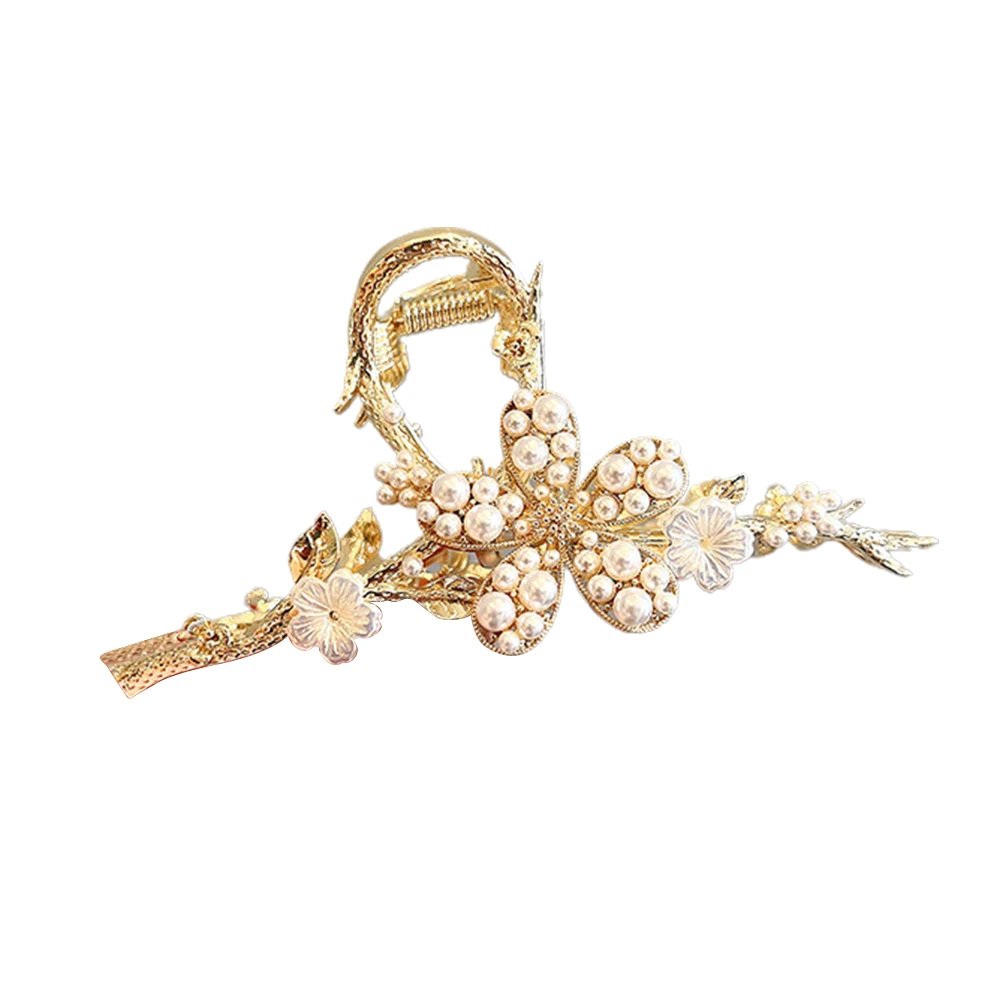 

Cute Flower Hair Claw Pearl Rhinestone Clamp Hair Claw Large Clip Headwear Hair Claw Bling Clamp