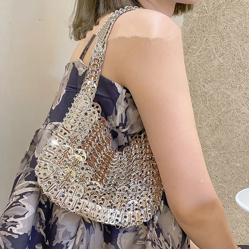 

Роскошная дизайнерская сумка-тоут с металлической цепочкой, ажурная вечерняя сумка, клатч, женская сумка, трендовая Женская дорожная Празд...