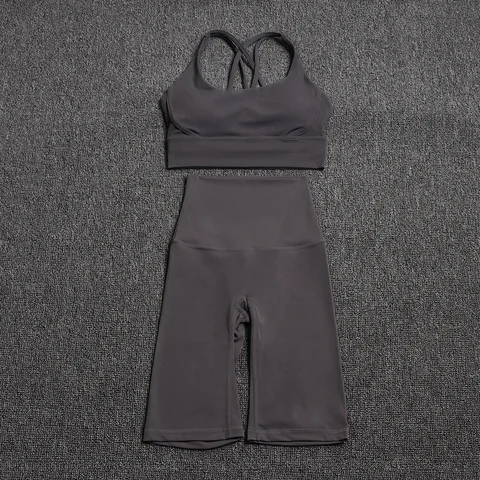 Soisou Nylon Yoga Set Gym Duas peças conjuntos de sutiã feminina Mulheres de ciclismo Sport Sports Sportswear 45 Cores roupas femininas