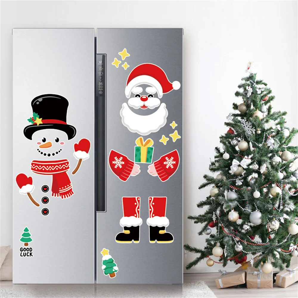 

Cartoon Santa Claus Elk Snowman Refrigerator Magnet Set Cute Fridge Magnet Stickers Merry Christmas Decor For Home 2023 New Year