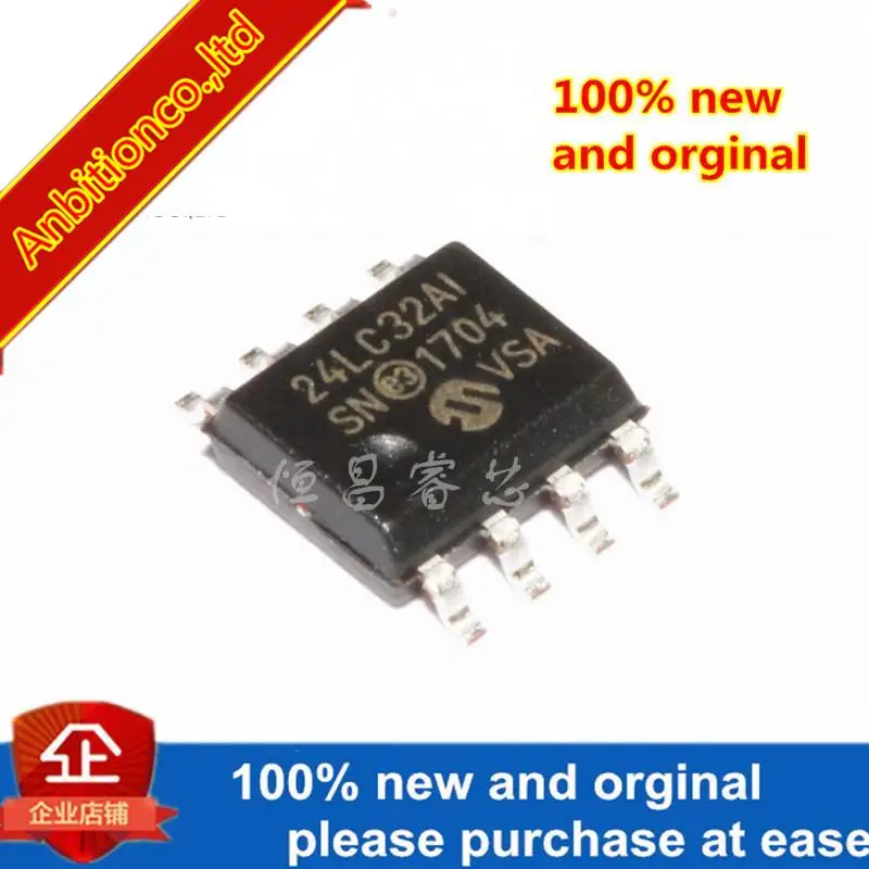 

10 шт., новинка 100%, оригинальный 24LC32AT-I/SN 24LC32AI/SN 24LC32A 32Mbits SOP8 в наличии