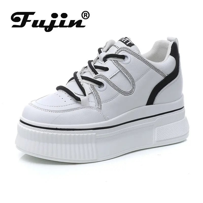 

Fujin/ботильоны из натуральной коровьей кожи на скрытом каблуке 8 см и платформе; Женские ботинки; Сезон весна-осень; Удобная модная женская об...