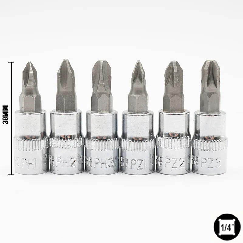 

Набор головок для отверток MING YU, 6 шт., 1/4", Phillips, Pozidriv