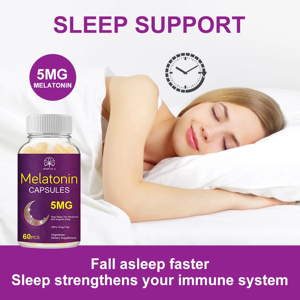 

BBEEAAUU Melatonin Capsule 5mg Fast Dissolving Sleep Supplement Promotes Relaxation Sleep Better Health Food Help Sleep