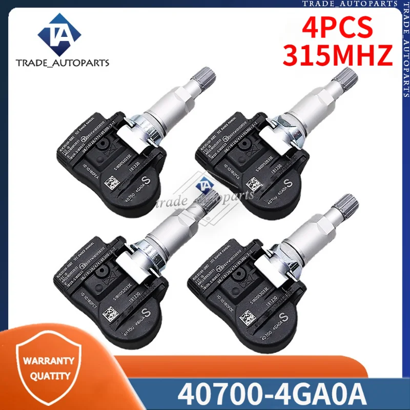 Датчик давления в шинах 40700-4GA0A, 4 шт., для 2013-2016 Infiniti Q50 315 МГц системы мониторинга давления в шинах TPMS 40700-4GA0B 407004GA0A