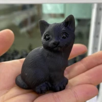 cute cat statue natural crystals ornaments creative carving sculptures agate obsidian cat reiki gemstone crafts home decoration