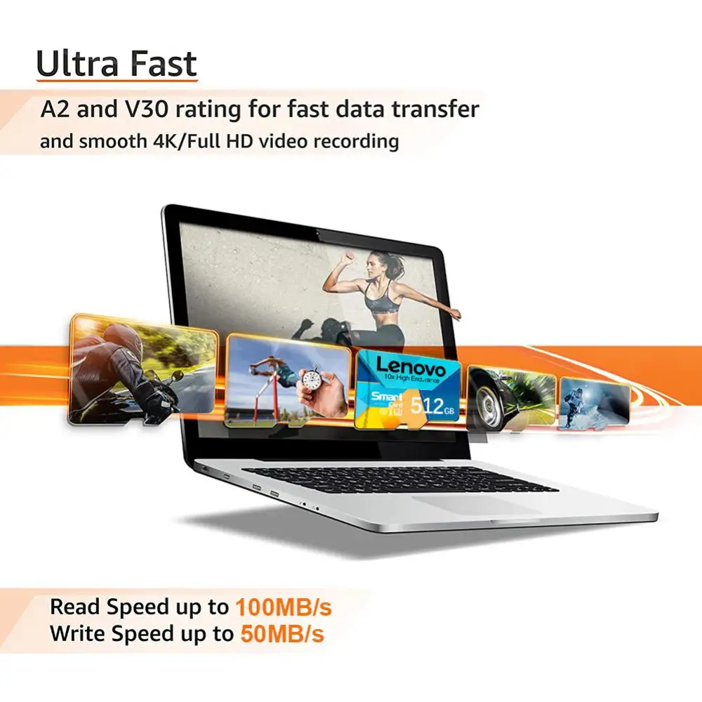 Lenovo 2T 1T Micro Card Class10 Высокоскоростная карта памяти 64/128/256/512 ГБ SD-карта с адаптером
