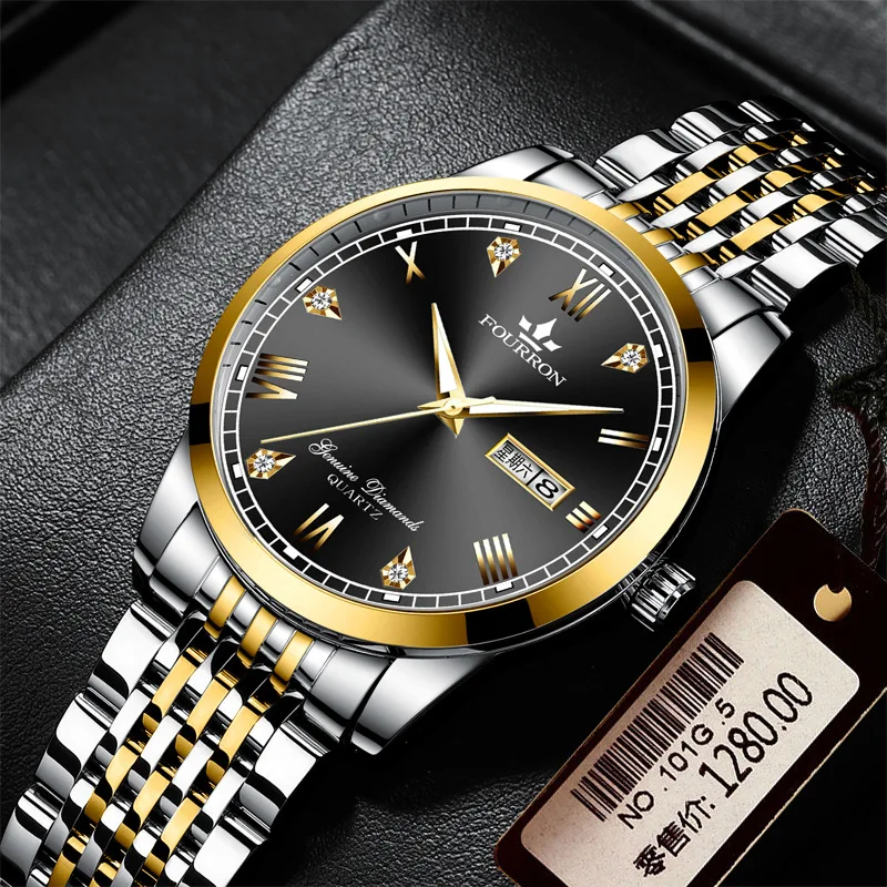 

Деловые часы с двойным календарем, водонепроницаемые мужские часы в Корейском стиле, простые ультратонкие модные миланские кварцевые часы ...