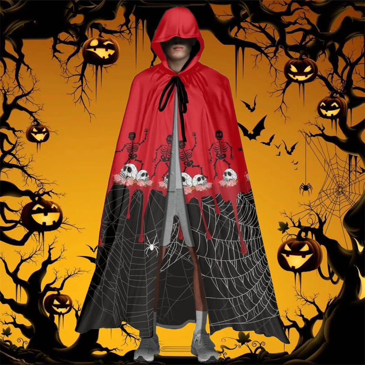 

Cloak Skull Cape Women Lack Up Winter Woman Ponchos Pumpkin Net Halloween Shawls Luxury Women's Ponche Shawl Medieval Cover Robe