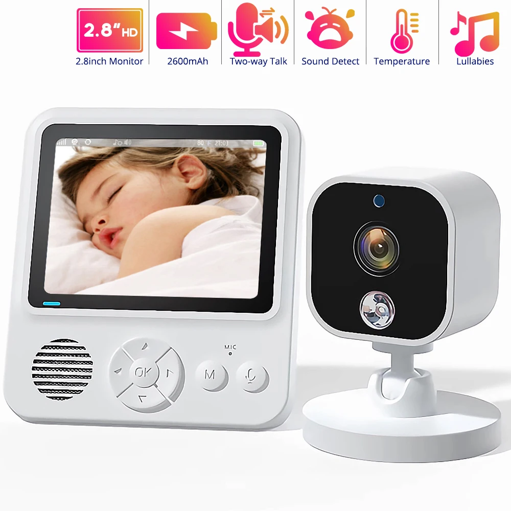 

2.8" Screen Electronic Video Baby Monitor With Night Vision 2-way Audio Camera 2600mah Battery Temperature Vox Mode For Baby/pet