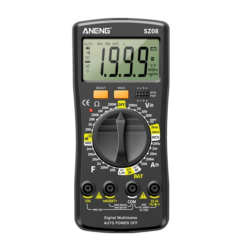 

ANENG SZ08 Digital Multimeter Ultra-Thin Storage Professional Multimetro Auto Voltmeter AC DC Resistance Handhold Testers