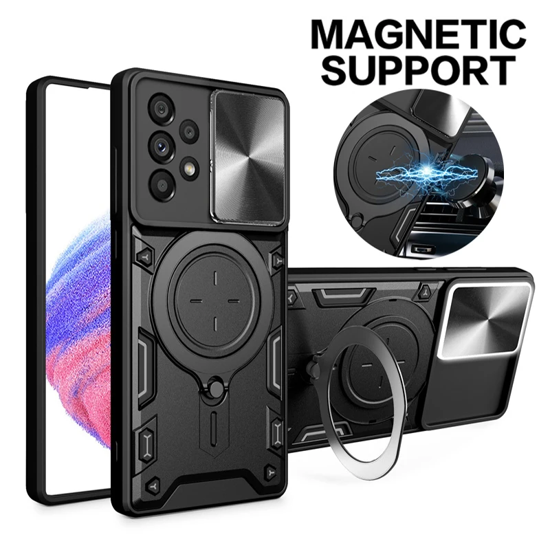 Броня чехол для Samsung Galaxy A13 A23 4G A33 A53 A73 5G крышка магнитный держатель кольцо Funda Slida