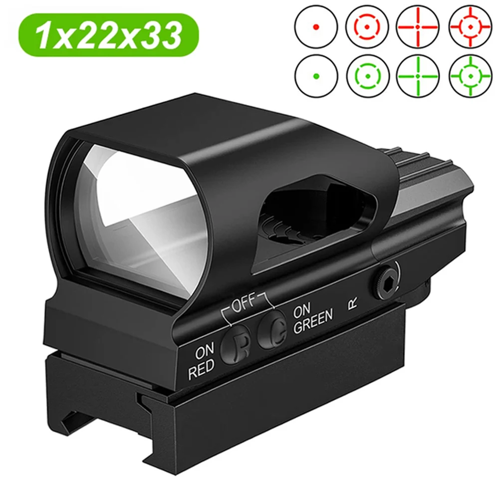 

Tactical Optics 1x22x33 Red Green Dot Sight 4 Reticle Reflex Sight Aim Optical Scope Collimator Riflescope for 20mm Rail Mount