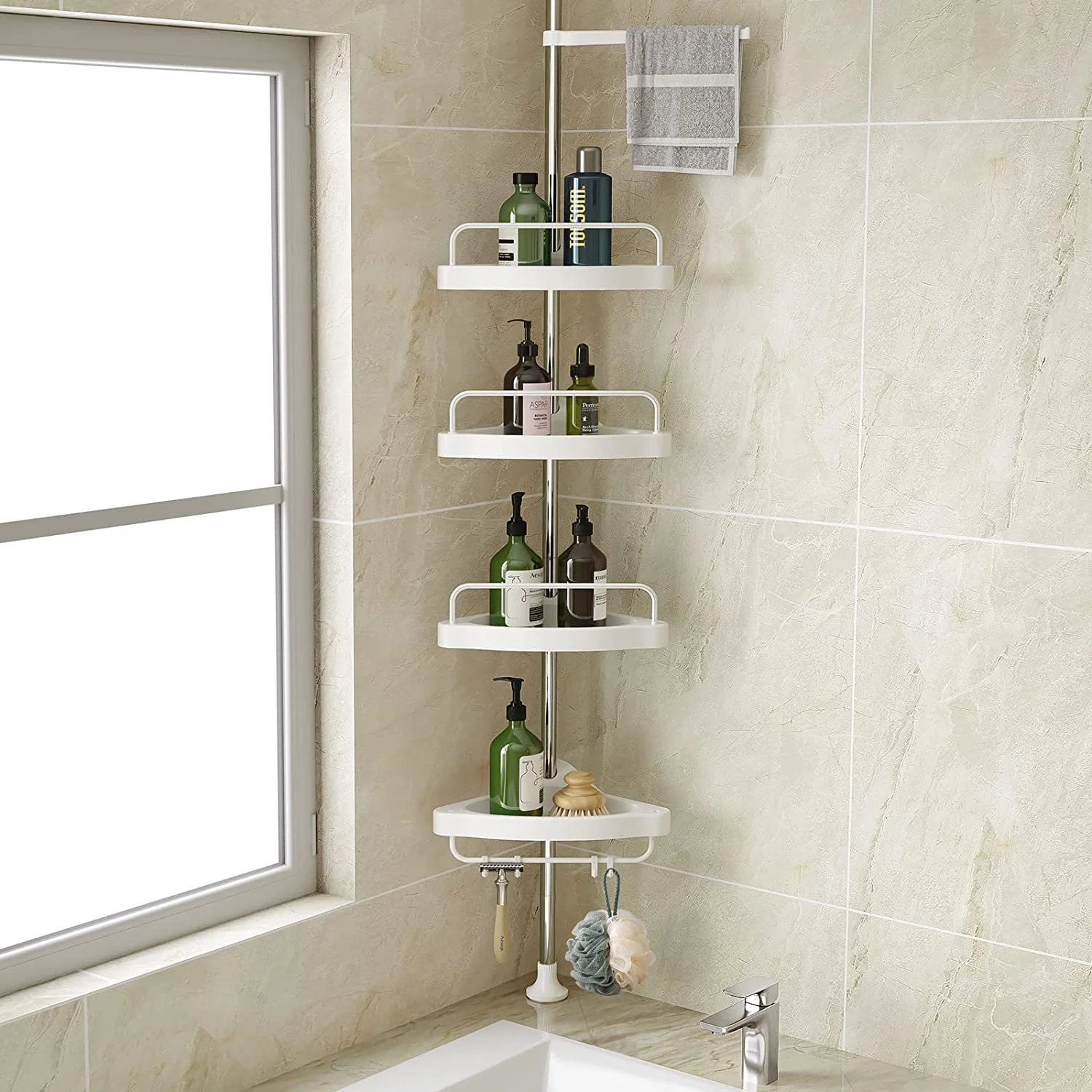 

Bathroom Shower Organizer Bathtub Caddy Shower Caddy Pole Combo Plate Shower Shelf Shower Caddy Tension Pole