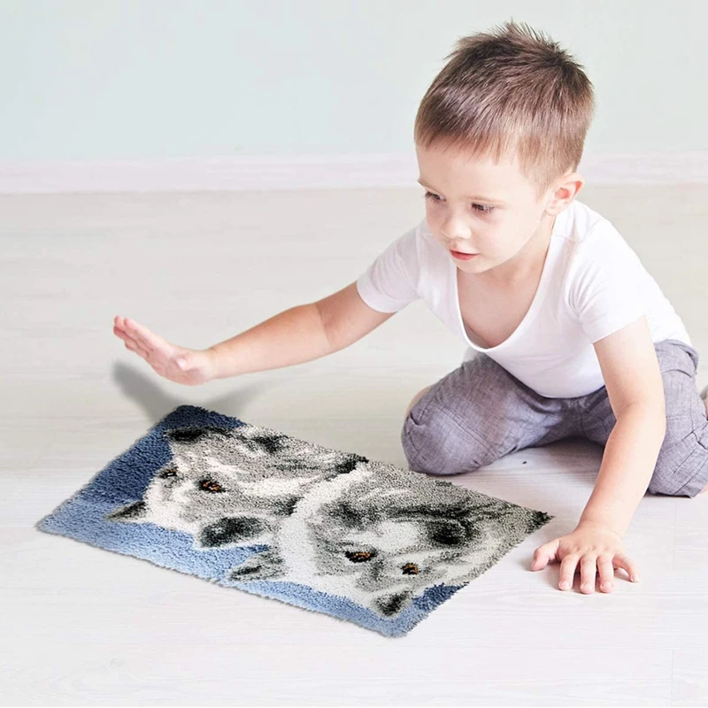 Promotion! Latch Hook Kits Rug Carpet Making Cushion Crochet for Home Decor Two Wolf |