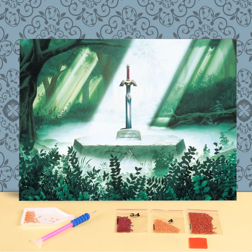 Zelda لعبة شخصية DIY بها بنفسك ثلاثية الأبعاد كامل الماس الفسيفساء الماس اللوحة الماس التطريز مجموعة كاملة الحرف اليدوية ديكور المنزل