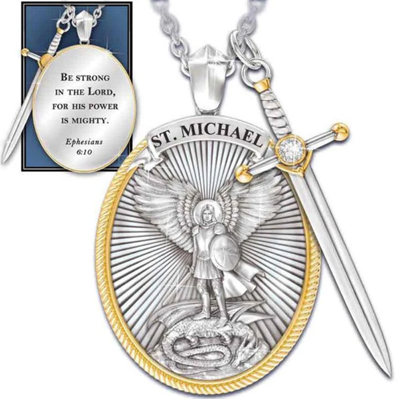 

Catholic Patron Saint Pendant Michael St. Michael The Archangel Pendant Necklace Dropshipping