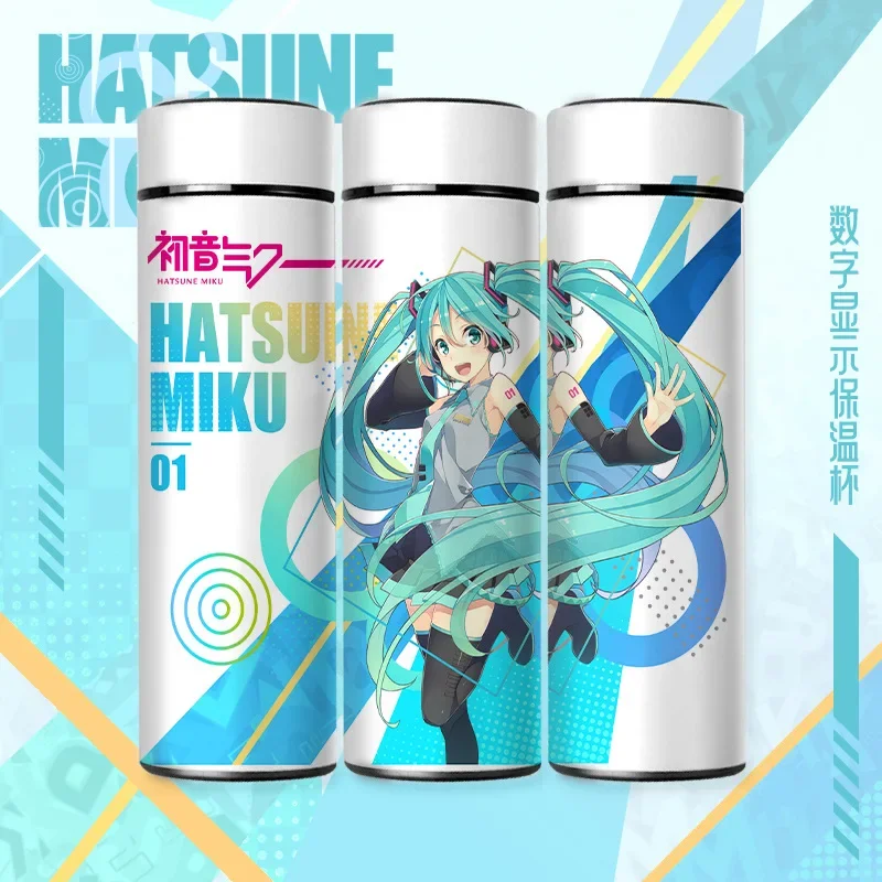 Фото Умная термокружка Miku Anime: Кавайная, большая емкость, из нержавеющей стали, с дисплеем температуры, подарок №1
