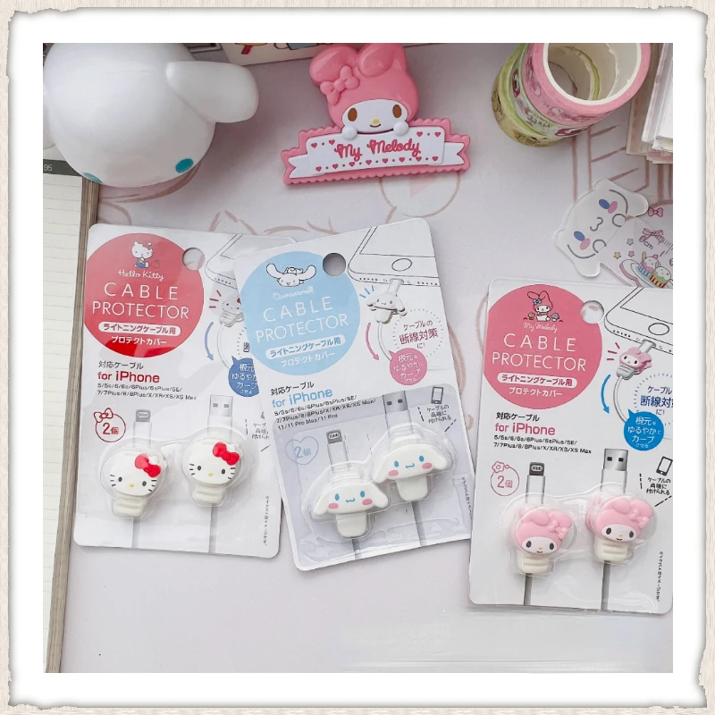 

Kawaii Sanrio Bite Cable Protector My Melody Cinnamoroll Hello Kitty Cartoon Usb Cable Protector for Iphone Ipad Anti Fracture