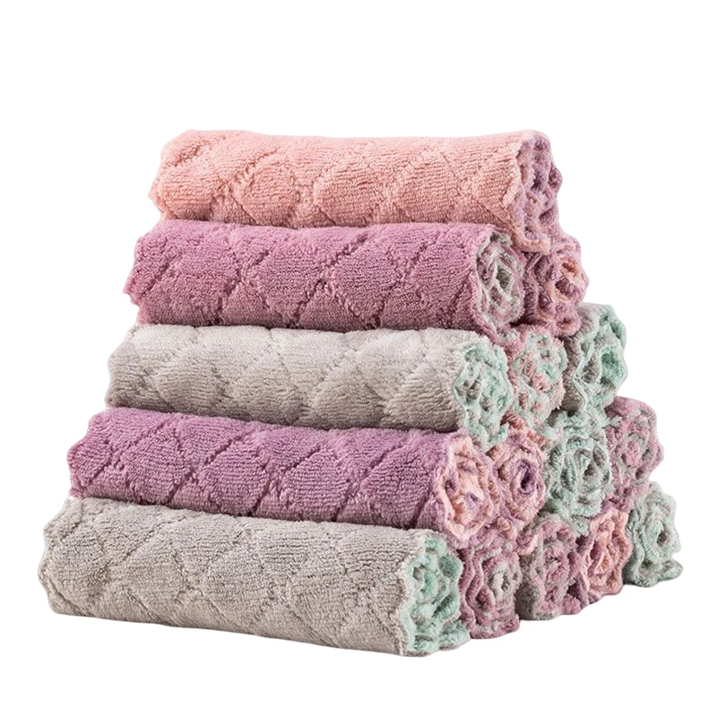 

5/10pcs Microfiber Cleaning Rags Household Absorbent Dish Towel Kitchen Oil and Dust Wipes Cleaning Cloth