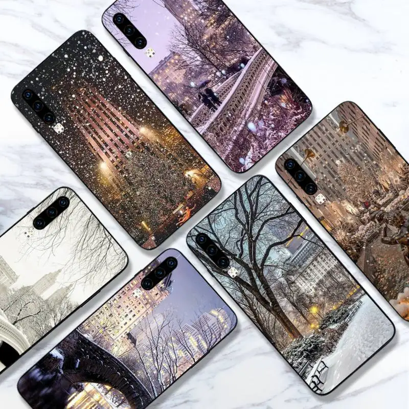 

New York winter snow scene Phone Case For Huawei honor Mate 10 20 30 40 i 9 8 pro x Lite P smart 2019 Y5 2018 nova 5t