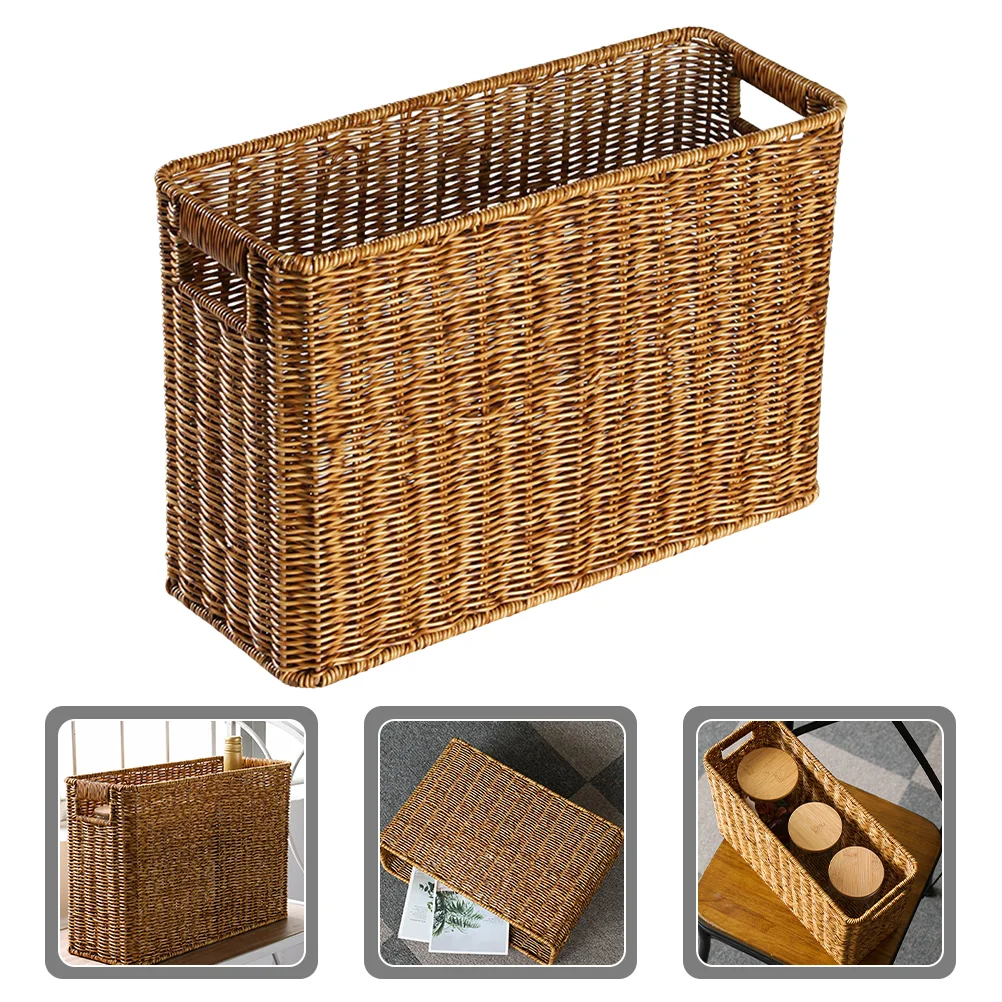 

Magazine Newspaper Basket Woven Sundries Organizer Kids Toys Girls Plastic Storage Bin Food Containers Decorative Trash Can