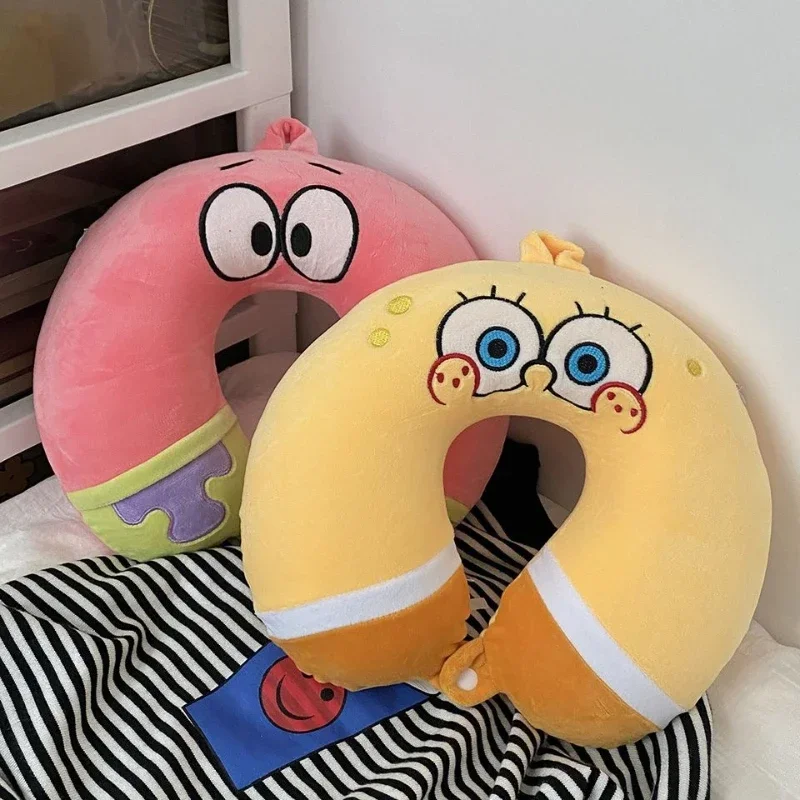 Фото Губка Боб, 2 цвета, Patrick Star, удобные подушки для шеи, U-образная подушка из пены с эффектом памяти, мягкая подушка для путешествий в самолете №4