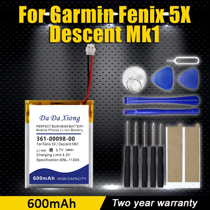 Фото Совершенно новый 361-00098-00 аккумулятор для часов 600 мАч для Garmin Fenix 5X/Descent Mk1, сменный аккумулятор + бесплатные инструменты №1