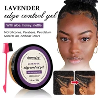 lavender hair edge control gel strong hold hair oil wax cream with brush anti frizz broken hair styling cream for men women