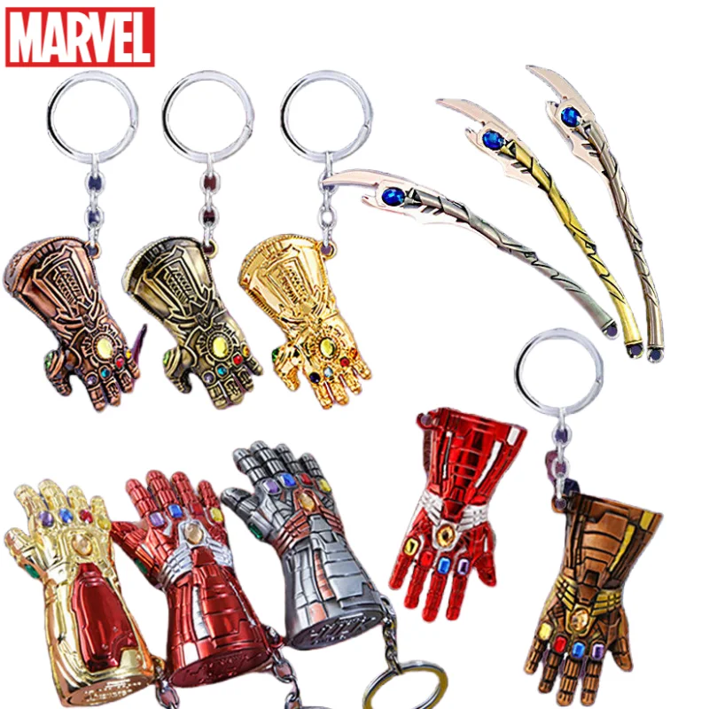 

Marvel New Anime Peripheral Cartoon Thanos Iron Man Thor Retro Gloves Keychain Creative Personality Metal Pendant Gift Wholesale